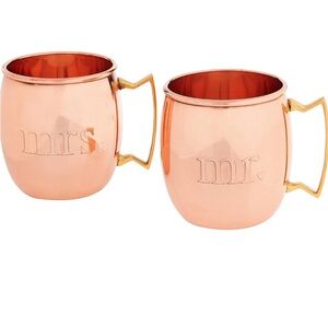 Mr & Mrs solid copper Moscow mule mugs set